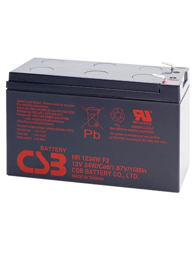 CSB Battery 12V 9AH, HR 1234W F2, 3-5 Years Life Time