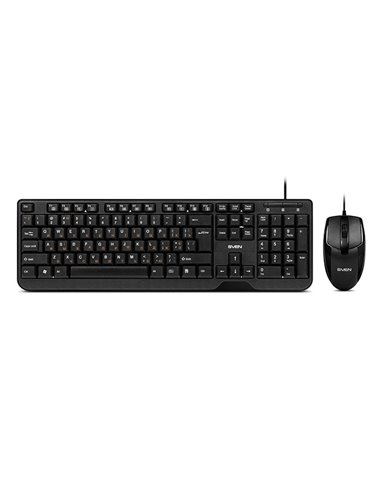 SVEN KB-S330C, Keyboard 12Fn-keys + Mouse (Optical 1000 dpi, 2+1(scroll wheel)), Waterproof design, Classic fullsize layout, ...