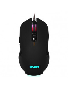 SVEN RX-G955 Gaming, Optical Mouse, 600-4000 dpi, 7+1 buttons (scroll wheel), DPI switching modes, Two navigation buttons (F...