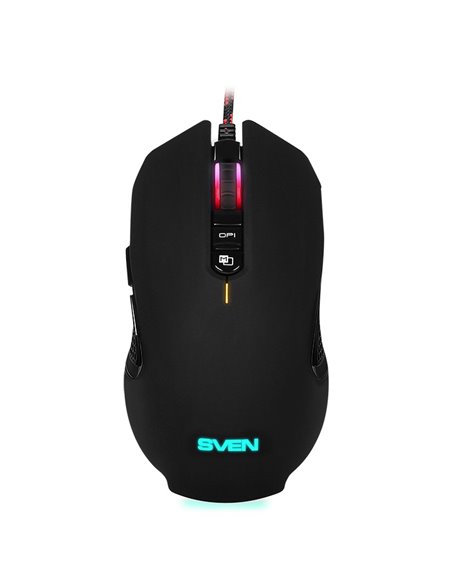 SVEN RX-G955 Gaming, Optical Mouse, 600-4000 dpi, 7+1 buttons (scroll wheel), DPI switching modes, Two navigation buttons (F...