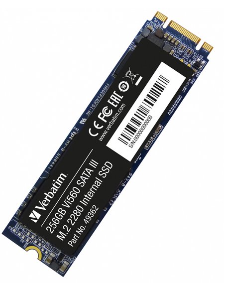 M.2 SATA SSD 256GB Verbatim Vi560 S3, SATA 6Gb/s, M.2 Type 2280 form factor, Sequential Reads: 560 MB/s, Sequential Writes: ...