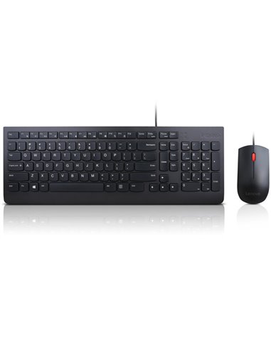 Lenovo Essential Wired Keyboard and Mouse Combo, USB, Black.