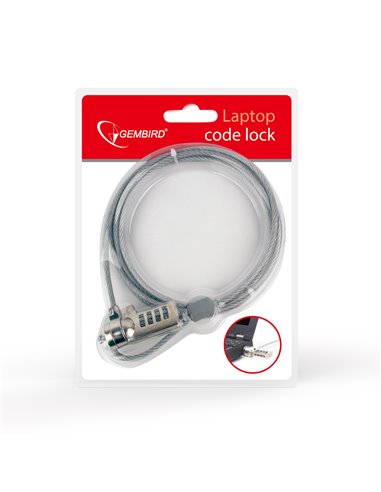 Gembird LK-CL-01 Cable lock for notebooks (4-digit combination), 4 mm steel cable