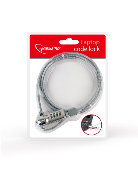 Gembird LK-CL-01 Cable lock for notebooks (4-digit combination), 4 mm steel cable