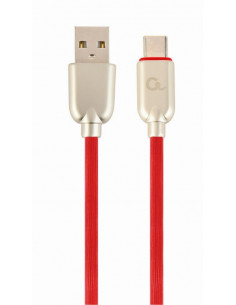 Cable USB2.0/Type-C Premium Rubber - 2m - Cablexpert CC-USB2R-AMCM-2M-R, Red, USB 2.0 A-plug to type-C plug, blister