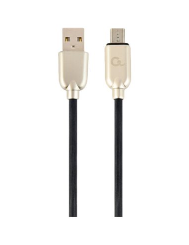 Cable USB2.0/Micro-USB Premium Rubber - 2m - Cablexpert CC-USB2R-AMmBM-2M, Black, USB 2.0 A-plug to Micro-USB plug, blister