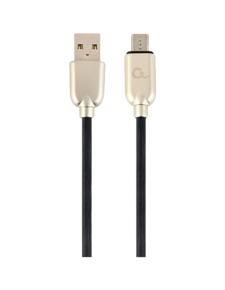 Cable USB2.0/Micro-USB Premium Rubber - 2m - Cablexpert CC-USB2R-AMmBM-2M, Black, USB 2.0 A-plug to Micro-USB plug, blister