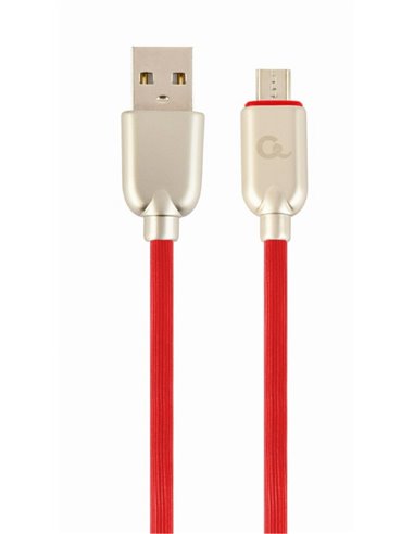 Cable USB2.0/Micro-USB Premium Rubber - 2m - Cablexpert CC-USB2R-AMmBM-2M-R, Red, USB 2.0 A-plug to Micro-USB plug, blister