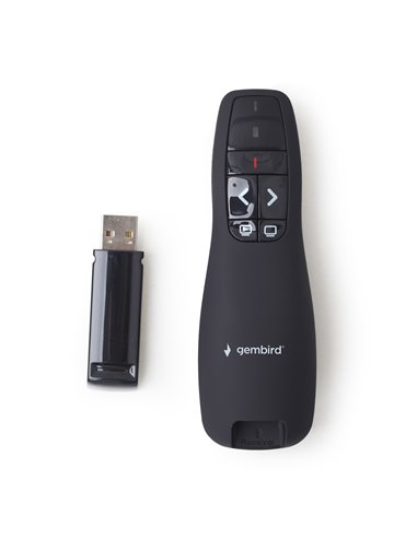 Gembird WP-L-02 Wireless presenter with laser pointer, Wireless 2.4 GHz, Power supply: 2 x AAA battery, up to 10 m, Net weigh...