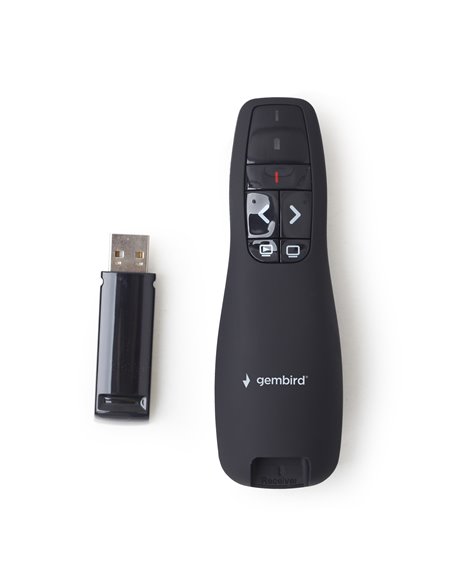 Gembird WP-L-02 Wireless presenter with laser pointer, Wireless 2.4 GHz, Power supply: 2 x AAA battery, up to 10 m, Net weigh...