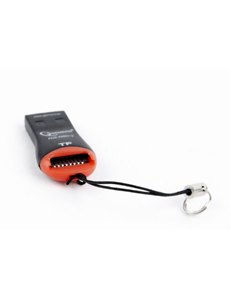 Card Reader Gembird FD2-MSD-3, MicroSDHC, Key ring cord, Black/Orange, USB2.0