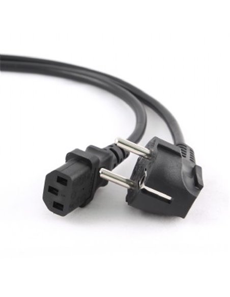 Power cord PC-186-VDE-3M, 3m, Schuko input and right angled C13 output, with VDE approval, Black