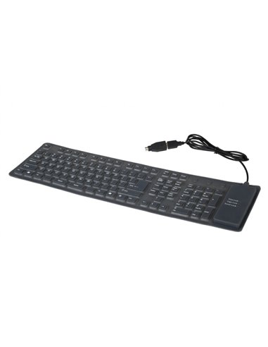 Gembird KB-109F-B, Flexible keyboard, USB, OTG adapter, black color, US layout