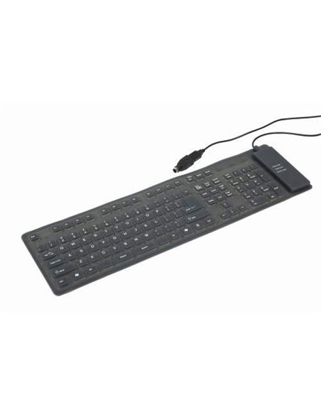 Gembird KB-109F-B, Flexible keyboard, USB, OTG adapter, black color, US layout