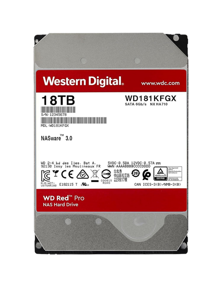 Жесткий диск Western Digital WD Red Pro, 3.5", 18 ТБ <WD181KFGX>