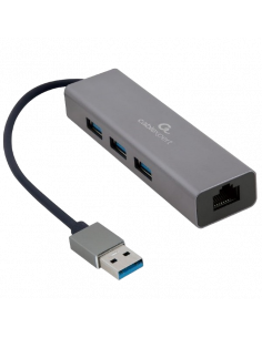 Adaptor Hub Cablexpert A-AMU3-LAN-01, Gri