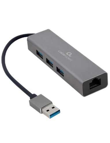 USB-концентратор Cablexpert A-AMU3-LAN-01, Серый