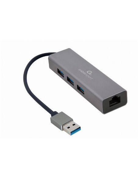Adaptor Hub Cablexpert A-AMU3-LAN-01, Gri