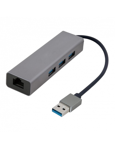 Adaptor Hub Cablexpert A-AMU3-LAN-01, Gri