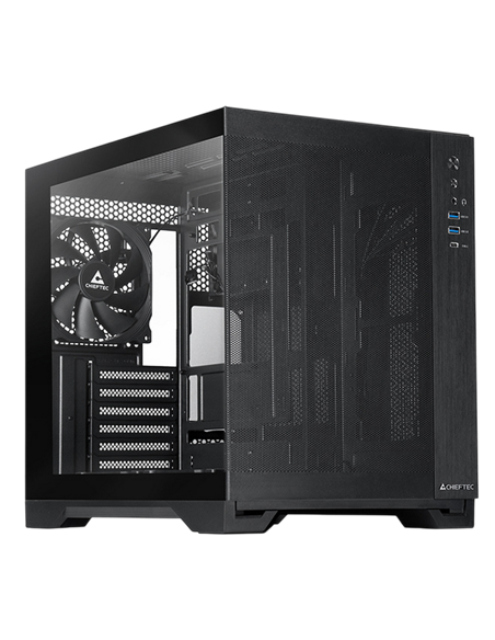 Carcasă PC Chieftec Visio Air, Mini-Tower, Fără PSU, Negru