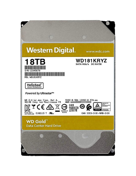 Жесткий диск Western Digital WD Gold, 3.5", 18 ТБ <WD181KRYZ>