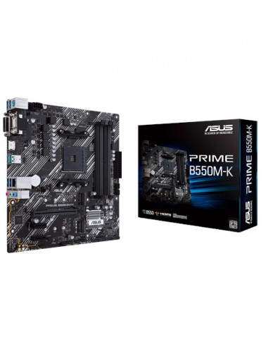 ASUS PRIME B550M-K, Socket AM4, AMD B550, Dual 4xDDR4-4600, APU AMD graphics, VGA, DVI, HDMI, 1xPCIeX16 4.0, 4xSATA3, 2xPCIeX...