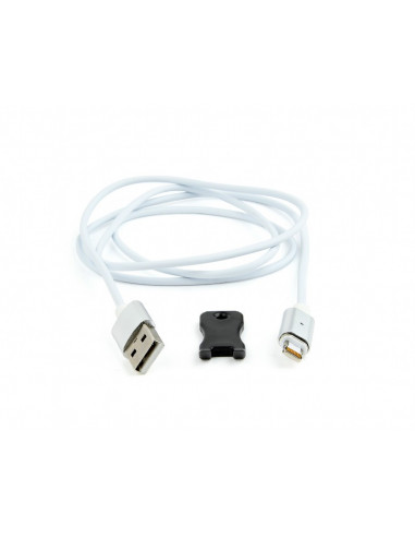 Cable 8-pin 1m - CC-USB2-AMLMM-1M, Magnetic USB 2.0 to 8-pin male connector cable, silver, 1 m