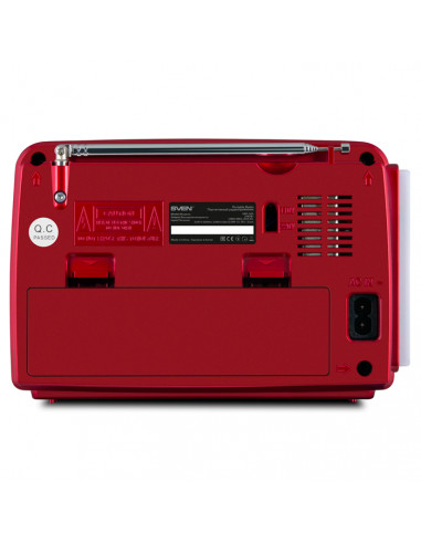 SVEN SRP-525 Red, FM/AM/SW Radio, 3W RMS, 8-band radio receiver, built-in audio files player from USB-fash, microSD and SD ca...