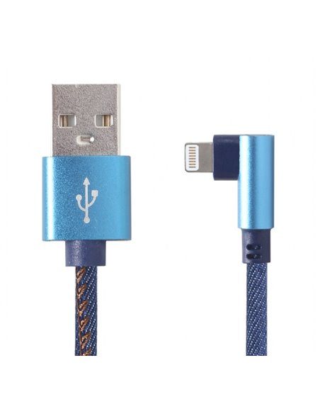 Cable 8-pin 1m - CC-USB2J-AMLML-1M-BL, Premium jeans (denim) 8-pin cable with metal connectors, 1 m, blue, angled