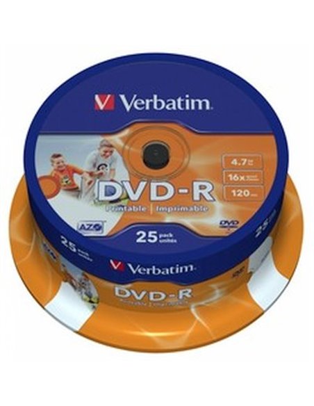 Verbatim DataLifePlus DVD-R AZO 4.7GB 16X WIDE PRINTABLE SURFAC - Spindle 25pcs.