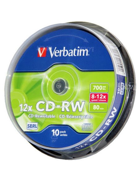 Verbatim DataLifePlus CD-RW SERL 700MB 12X SCRATCH RESISTANT SURFACE - Spindle 10pcs.