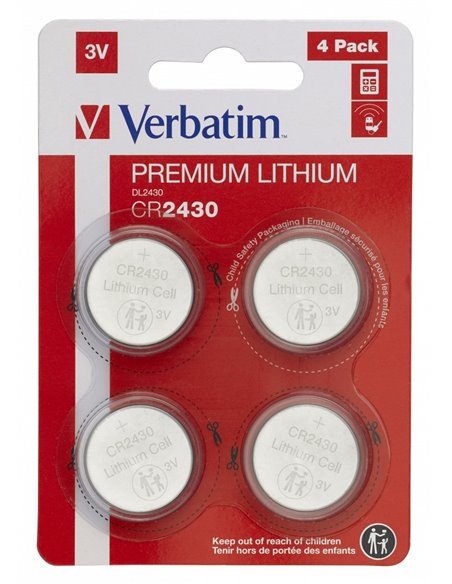 Verbatim Lithium Battery CR2430 3V 4pcs, Blister pack