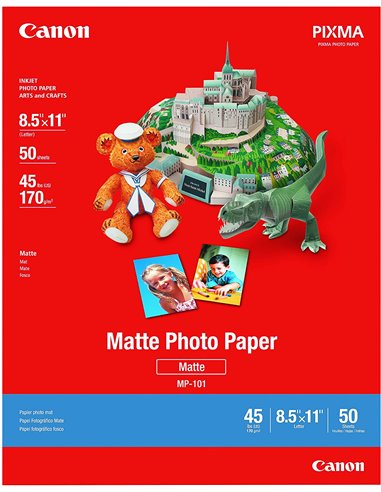 Paper Canon MP-101- Matte Photo Paper A4, (210x297mm), 170 g/m2, 50 pages.