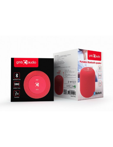 Колонка Портативная Gembird SPK-BT-15-R, Red / 5W / Bluetooth / USB / microSD / 1200 mAh