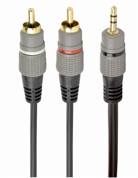 Audio cable 3.5mm-RCA - 5m - Cablexpert CCA-352-5M, 3.5 mm stereo plug to 2*RCA plugs 5m cable, gold-plated connectors, 5m