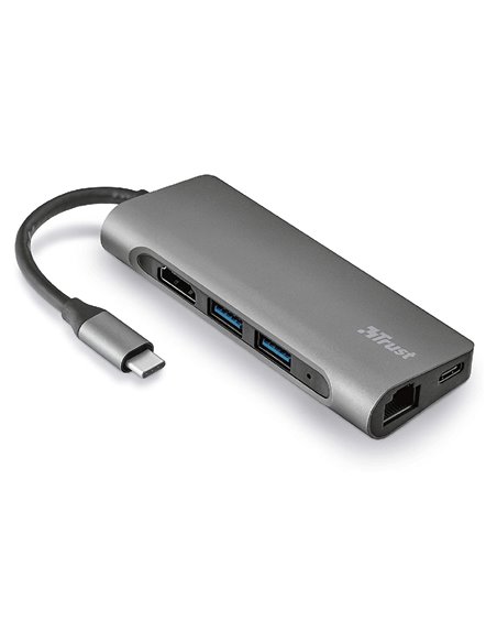 Adaptor Multiport Trust Dalyx/ USB-C/ 1xUSB-C/ 2xUSB-A/ HDMI/ RJ45/ SD/ microSD