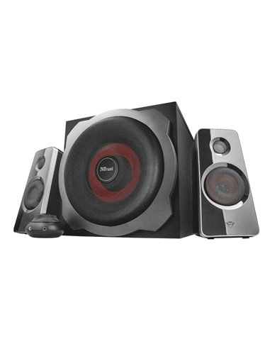 Trust Gaming GXT 38 Tytan 2.1 Ultimate Bass Speaker Set, Wooden subwoofer for rich and powerful sound, 120w - Black