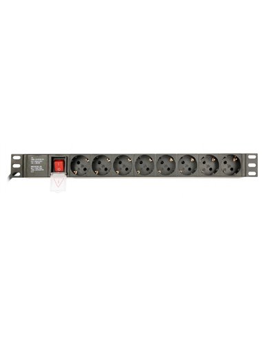 Gembird EG-PDU-014, Power distribution unit (PDU), 8 Schuko sockets, 1U, 16A, 3 m cable