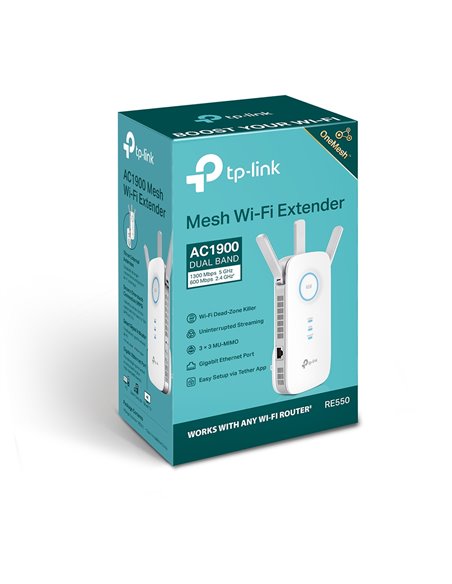 Усилитель сети TP-LINK RE550 / AC1900 Dual Band / Wi-Fi5 / 1 Gigabit Lan Port / 3 external antennas