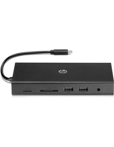 HP Travel USB-C Multi Port Hub, HDMI, VGA, 2 x USB 3.0, USB-C with Power Share, LAN, SD and Micro SD Card Reader