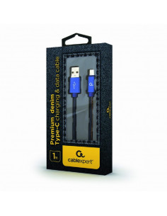 Cable Type-C 1m - CC-USB2J-AMCM-1M-BL, Premium jeans (denim) Type-C USB cable with metal connectors, 1 m, Blue 2