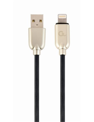 Cable USB2.0/ 8-pin (Lightning) - 2m - Cablexpert CC-USB2R-AMLM-2M, Premium rubber 8-pin charging and data cable, 2 m, black