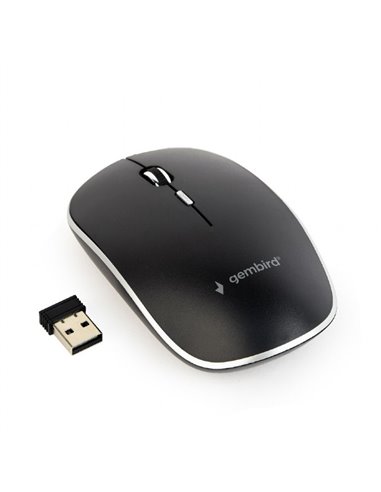 Gembird MUSW-4BSC-01, Silent Wireless Optical mouse, 2.4GHz, 4-button, 800 - 1600dpi, Type-C receiver, Black