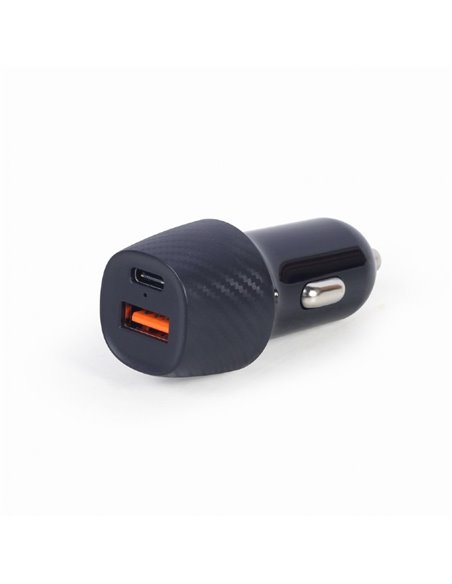 USB Car Charger - TA-U2QC3-CAR-02, 2-port USB car fast charger, Type-C PD, 18 W, black