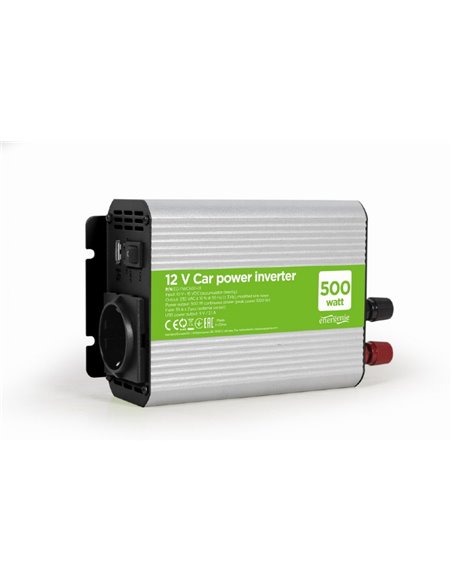 EnerGenie EG-PWC500-01, 12 V Car power inverter, 500 W, with USB port / 5V-1A, Input: 10-16 VDC (accumulator directly) - Outp...