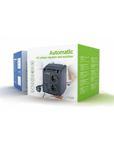 EnerGenie EG-AVR-1001, 1000VA (600W), Automatic AC voltage regulator and stabilizer, 2x Schuko outlets