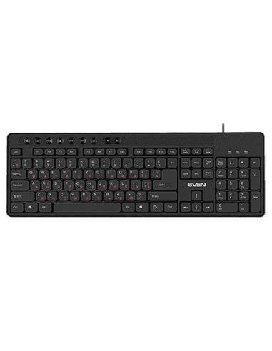 SVEN KB-C3060, Keyboard, Waterproof construction, 113 keys, 9 shortcut key, 1.5m, USB, Black, Rus/Ukr/Eng