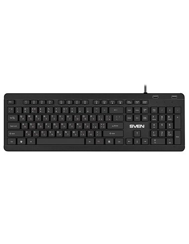 SVEN KB-E5700H, Keyboard, Waterproof construction, 104 keys, 12 Fn-keys, slim compact design, low-profile, USB 2.0 Hub 2 -por...