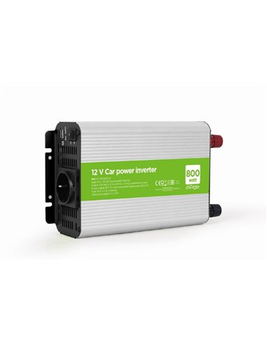 EnerGenie EG-PWC800-01, 12 V Car power inverter, 800 W, with USB port / 5V-1A, Input: 10-16 VDC (accumulator directly) - Outp...