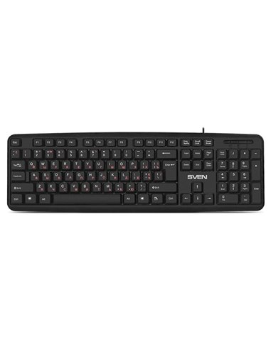 SVEN KB-S230, Keyboard, Waterproof construction, 104 keys, 2m, USB, Black, Rus/Ukr/Eng